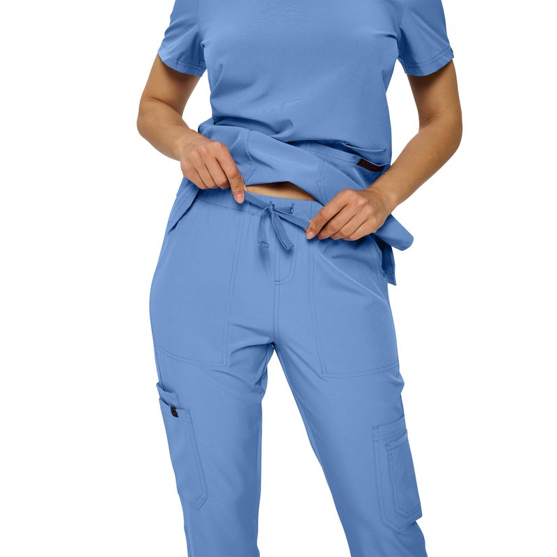 Monarch Uniforms Scrub Sets in Regular and Petite Stretchy Scrubs for Women Set of Scrub Top and Scrub pants-P-(CEIL BLUE)-M