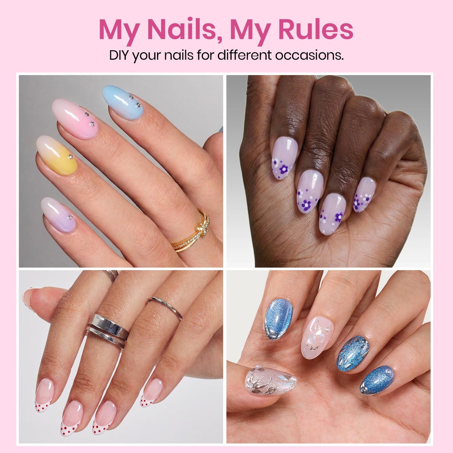 Beetles Gel Nail Tips Etch-X- Almond Short, 384pcs 12 Sizes, Pre-Etched Half Matte Full Cover Soft Gel Nail Tips, Press on False Nail Extension Acrylic Fake Nails, Easy DIY Salon Art