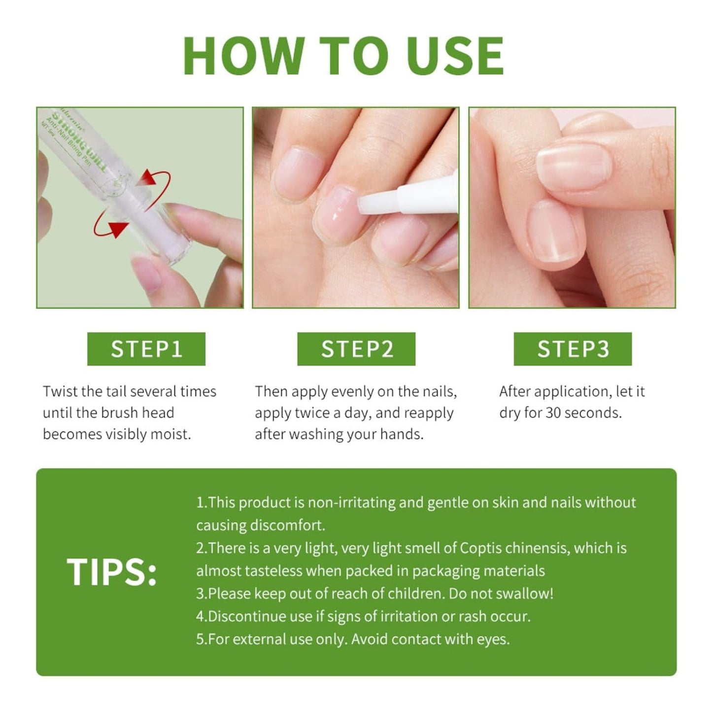 Anti-Nail Biting Pen - Bitter Taste Nail Polish & Nail Hardener | Habit Aid for Kids & Adults