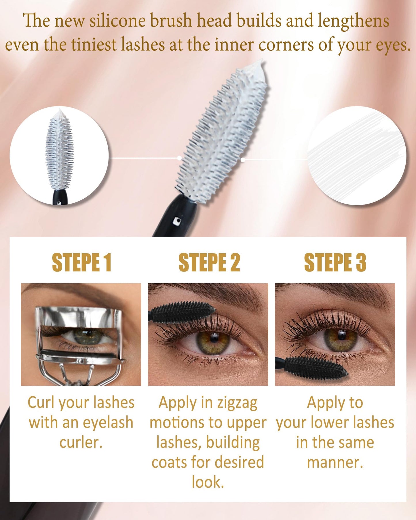 Purple Waterproof Mascara, 5D Silk Fiber, Tubing Mascara Volume and Length