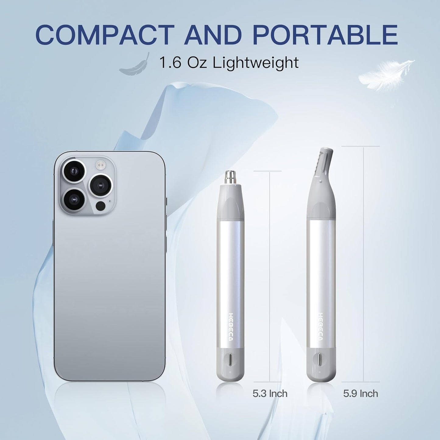 Nose Hair Trimmer for Men & Women - 2-in-1 Facial Hair Removal, Rechargeable & Waterproof | Portable Metal Design (Silver)
