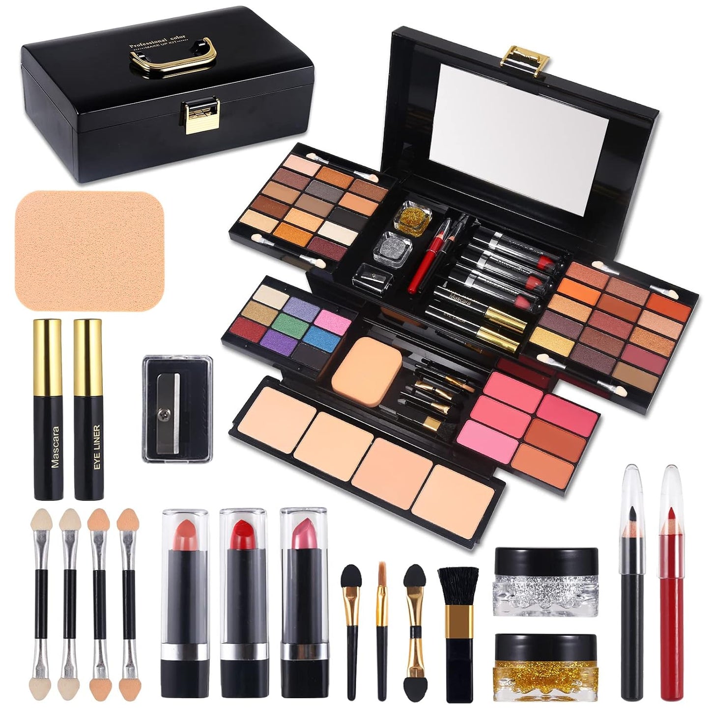 Professional Makeup Kit for Women | 177 Colors All-in-One Palette with Mirror, Brushes & Accessories