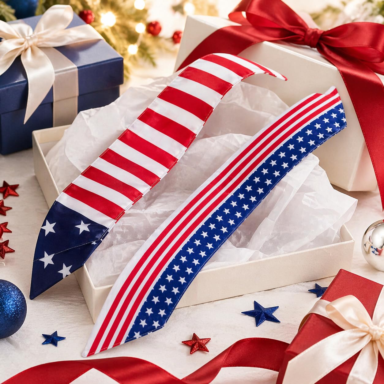 LEJOJOIN 2PCS American Flag Bandana Headbands USA Patriotic Headband for Men Women Perfect Match 4th of July Shirts Outfits (Red White Blue)