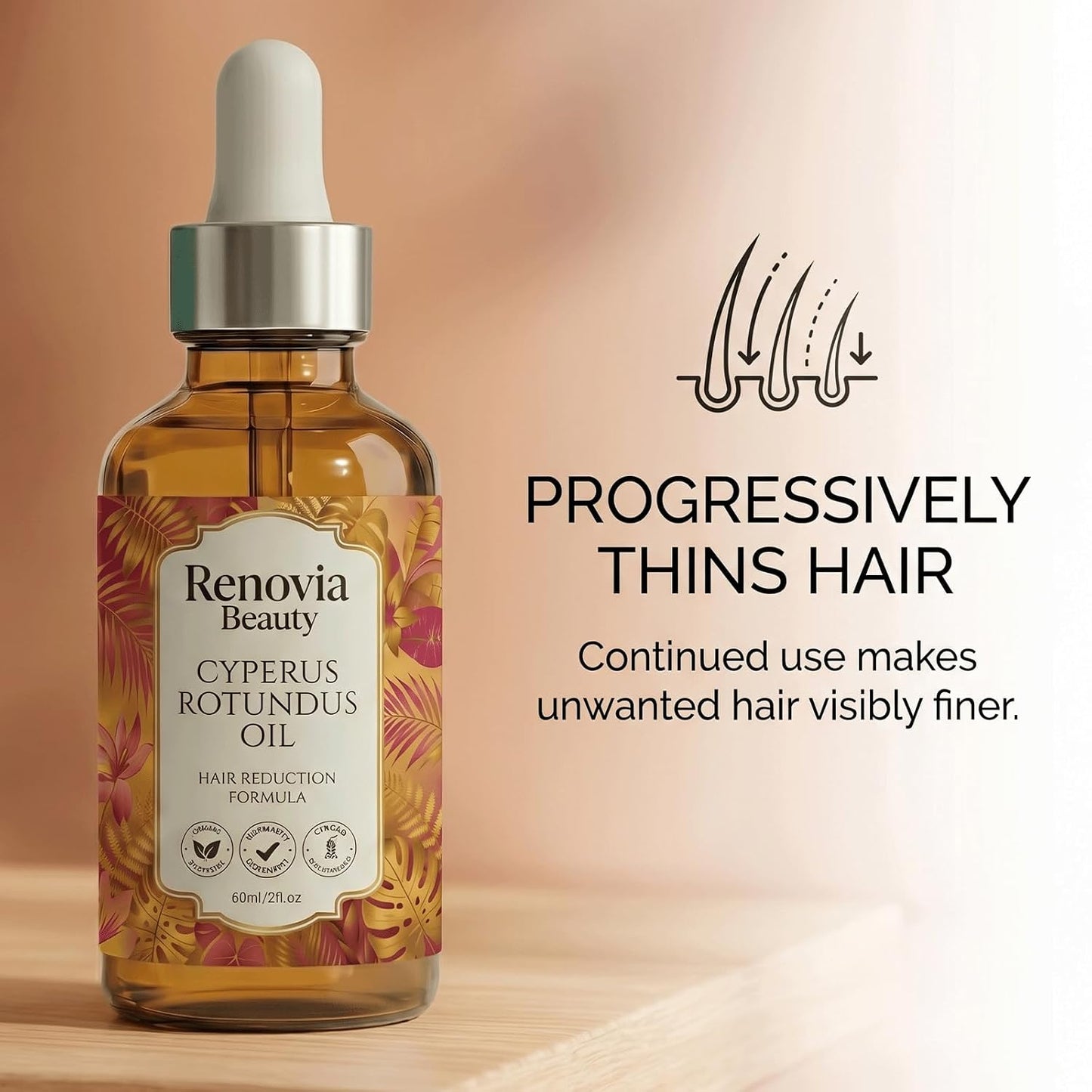 Cyperus Rotundus Oil for Hair Removal - Stop Unwanted Hair Growth Naturally | 2 Fl. Oz (1 Pc)