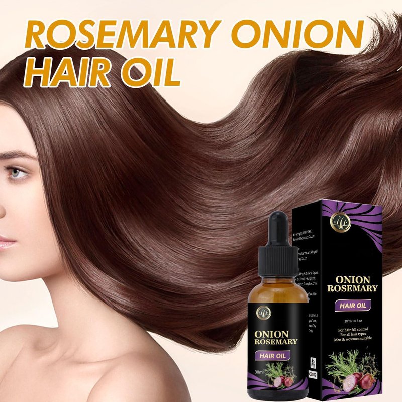 Hair Oil with Rosemary, Onion, and Black Seed - Organic Formula for Hair Growth and Hair Loss Control