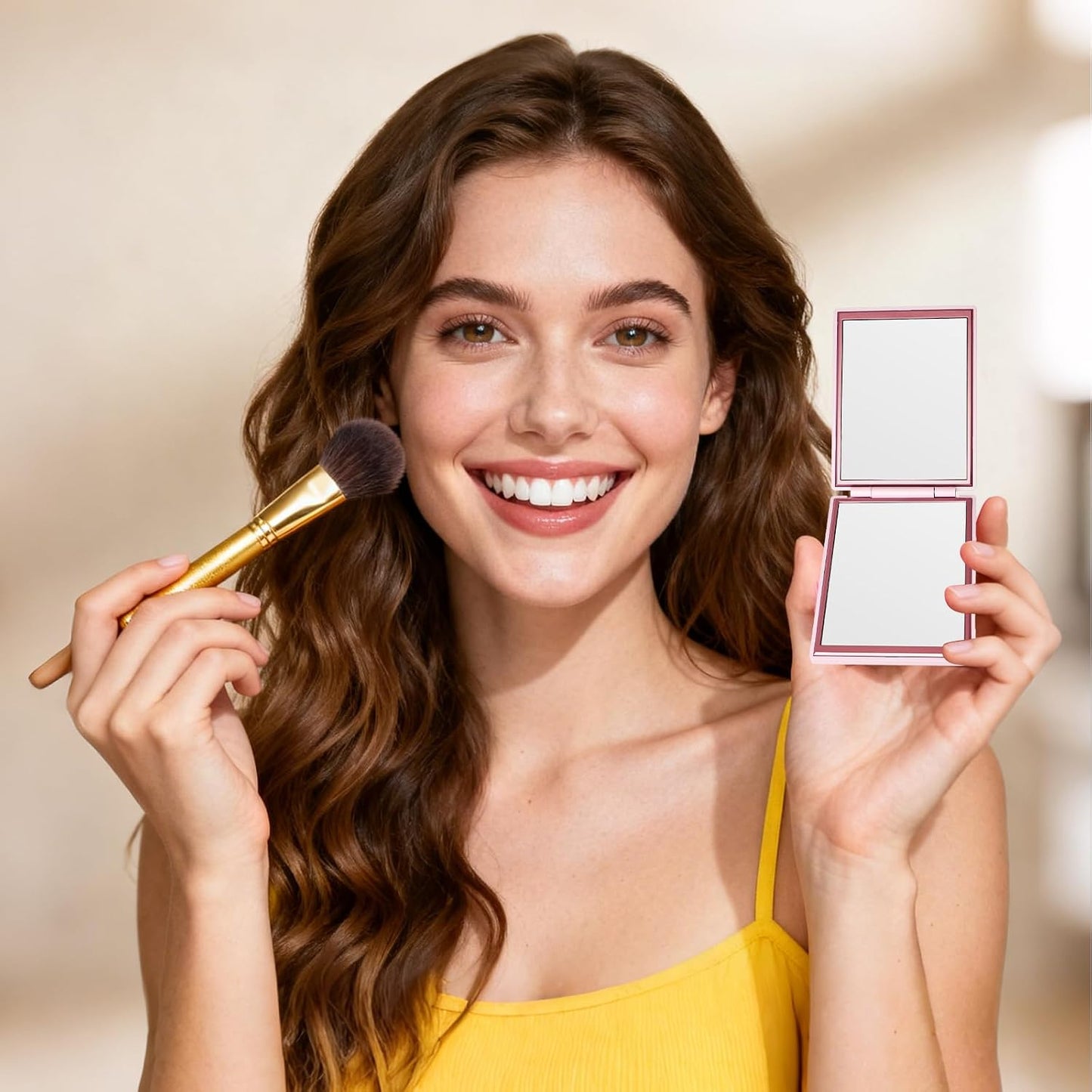 Compact Travel Mirror - 1x/3x Portable Makeup Mirror for Purse & Handbag | Pink