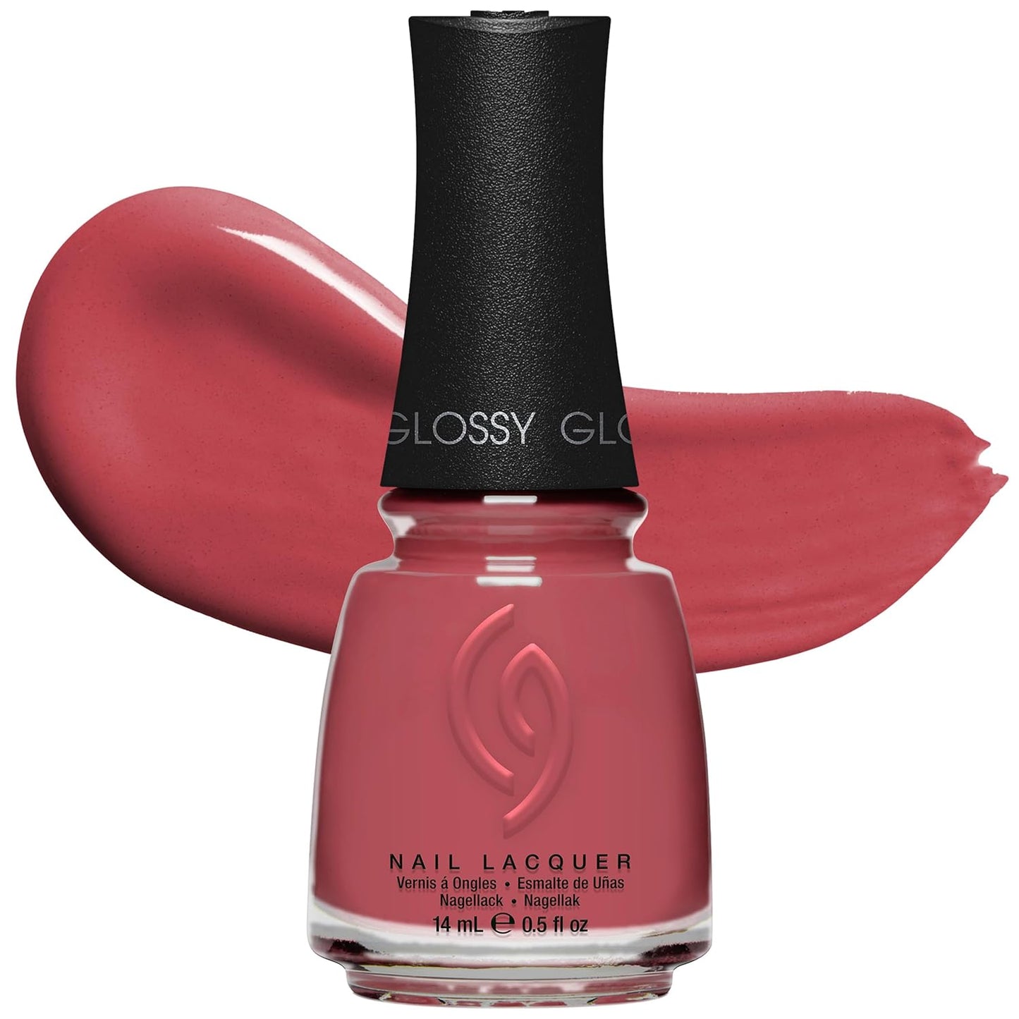 China Glaze Nail Lacquer - Moment in the Sunset Coral Pink Polish | Quick Dry, Chip Resistant, Shimmer Finish, 0.5 fl oz