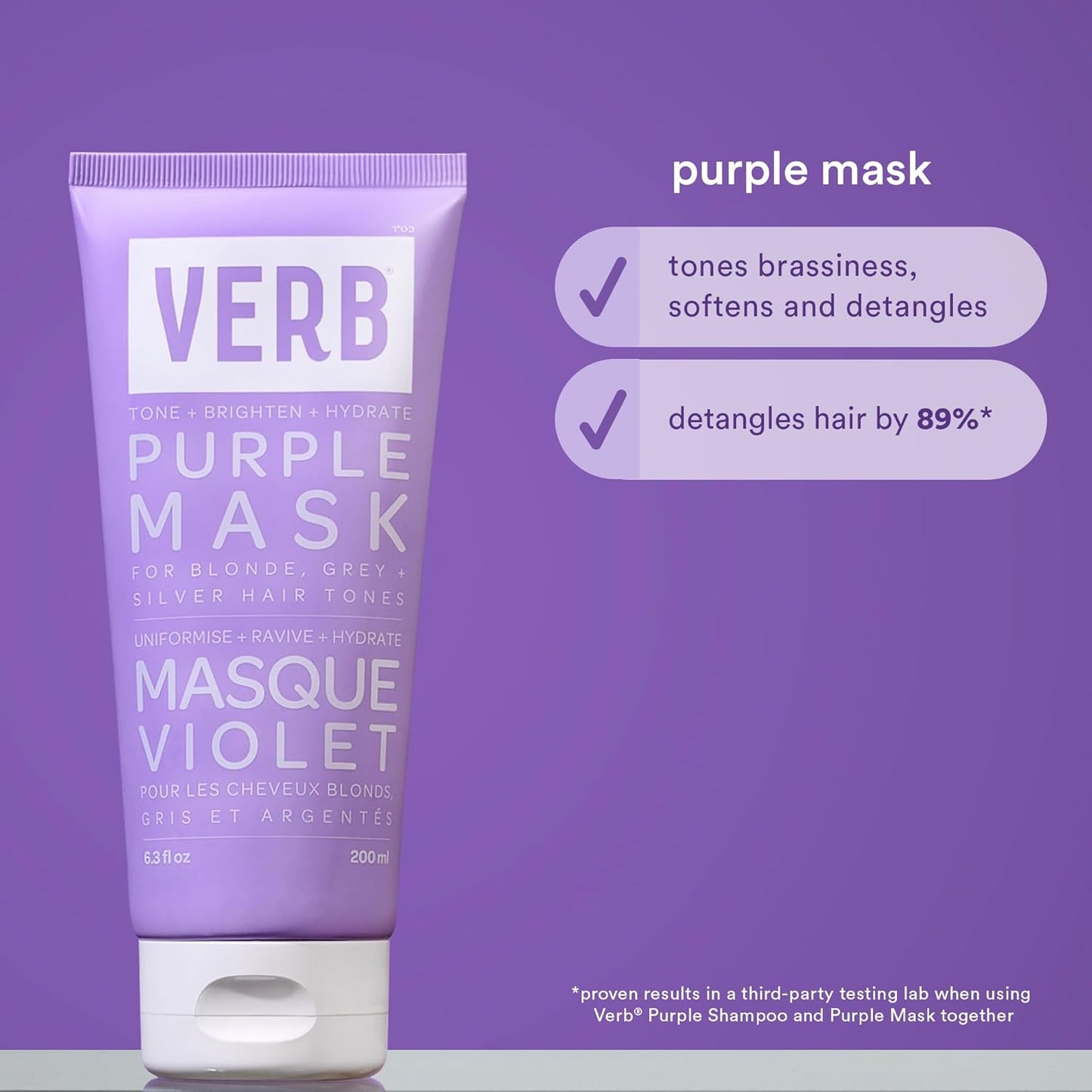 Verb Purple Hair Mask - Nourishing Treatment for Blonde & Silver Hair | 8 oz