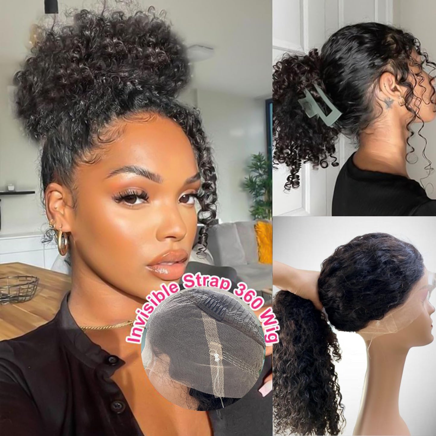360 Glueless Human Hair Wigs - 20 Inch Pre-Plucked Water Wave with Drawstring | 200 Density HD Full Lace