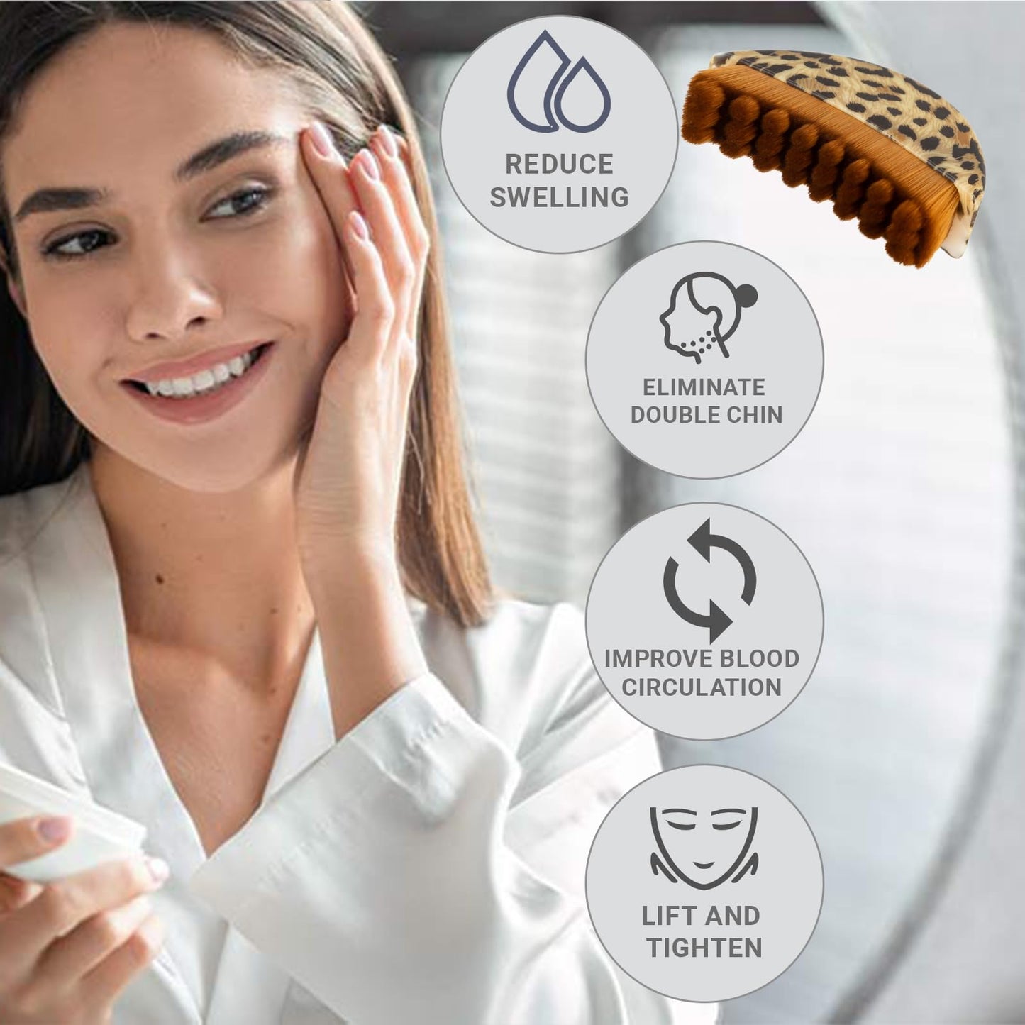 2PCS Lymphatic Contour Face Brush, Lymphatic Drainage Brush for Sculpting & Lifting, Gentle Facial Sculpting for Jawline & Cheeks, Ergonomic Lymphatic Face Brush for Chin & Neck, Ultra-Soft Bristles