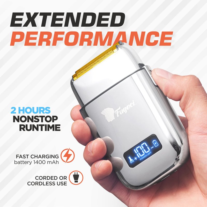 Fagaci 5 Speeds Double Foil Shavers for Men Professional Irritation Free, Close Clean Shaving Foil Razor, Electric Shavers for Men, Maquina de Afeitar para Hombre, Neck Barber Shaver