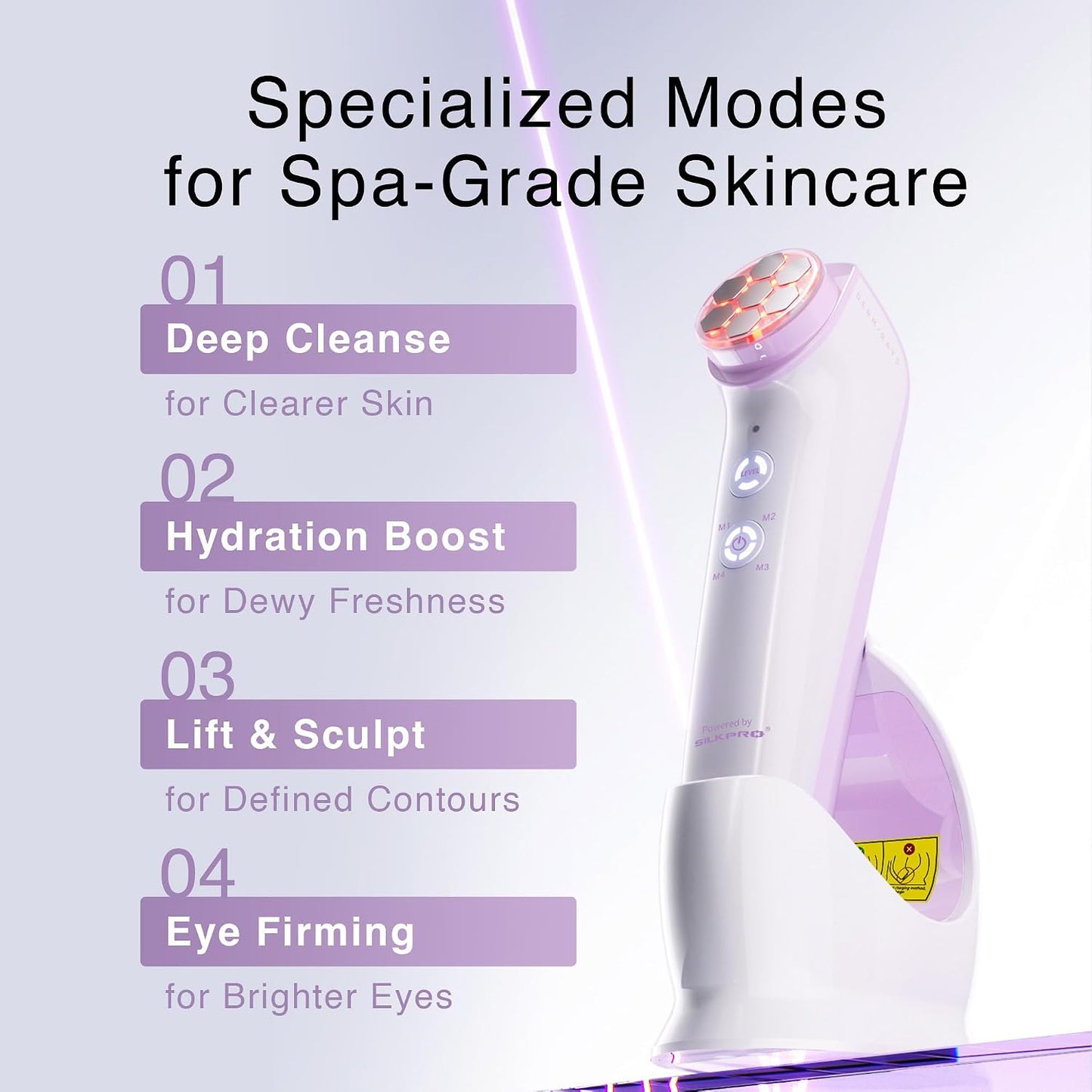 DermRays Microcurrent Device - 4-in-1 Facial Toning Tool with 650nm Red Light for Youthful Skin