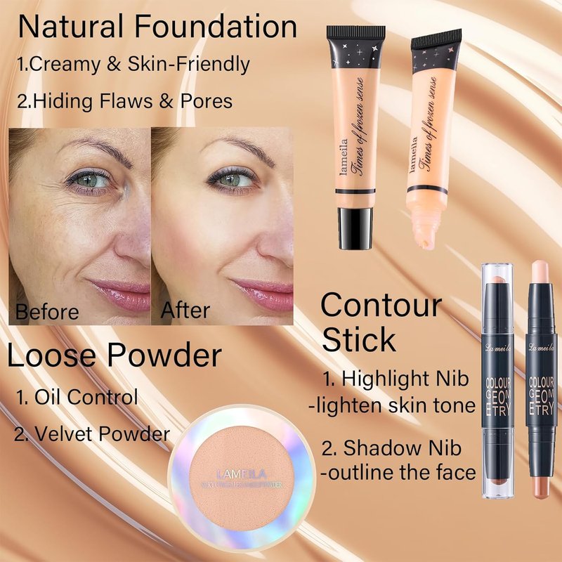 Makeup Set for Women - Complete Kit for Beginners & Pros | Travel-Friendly Eyeshadow Palette, Lip Gloss & More