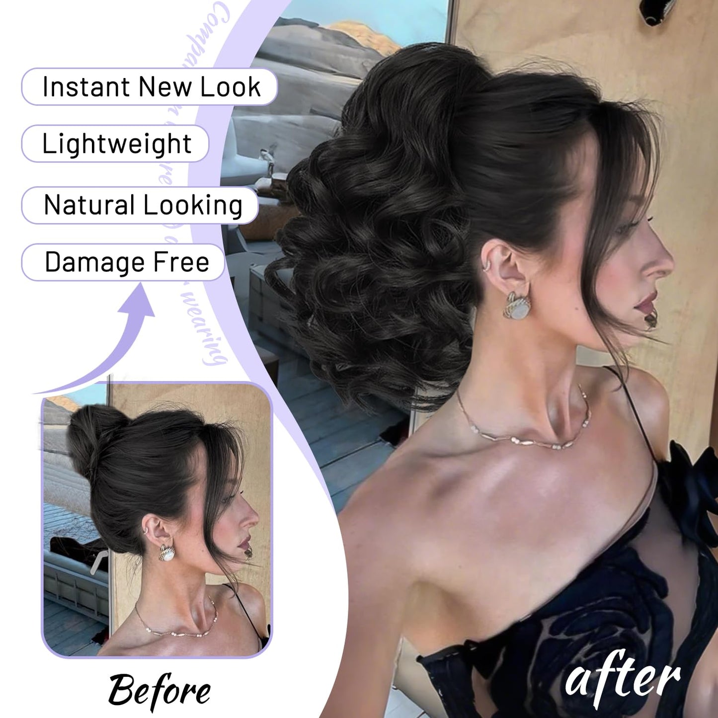 Curly Ponytail Extension - 10 Inch Drawstring Gray Synthetic Hairpiece for Women | Perfect for Daily Wear & Parties
