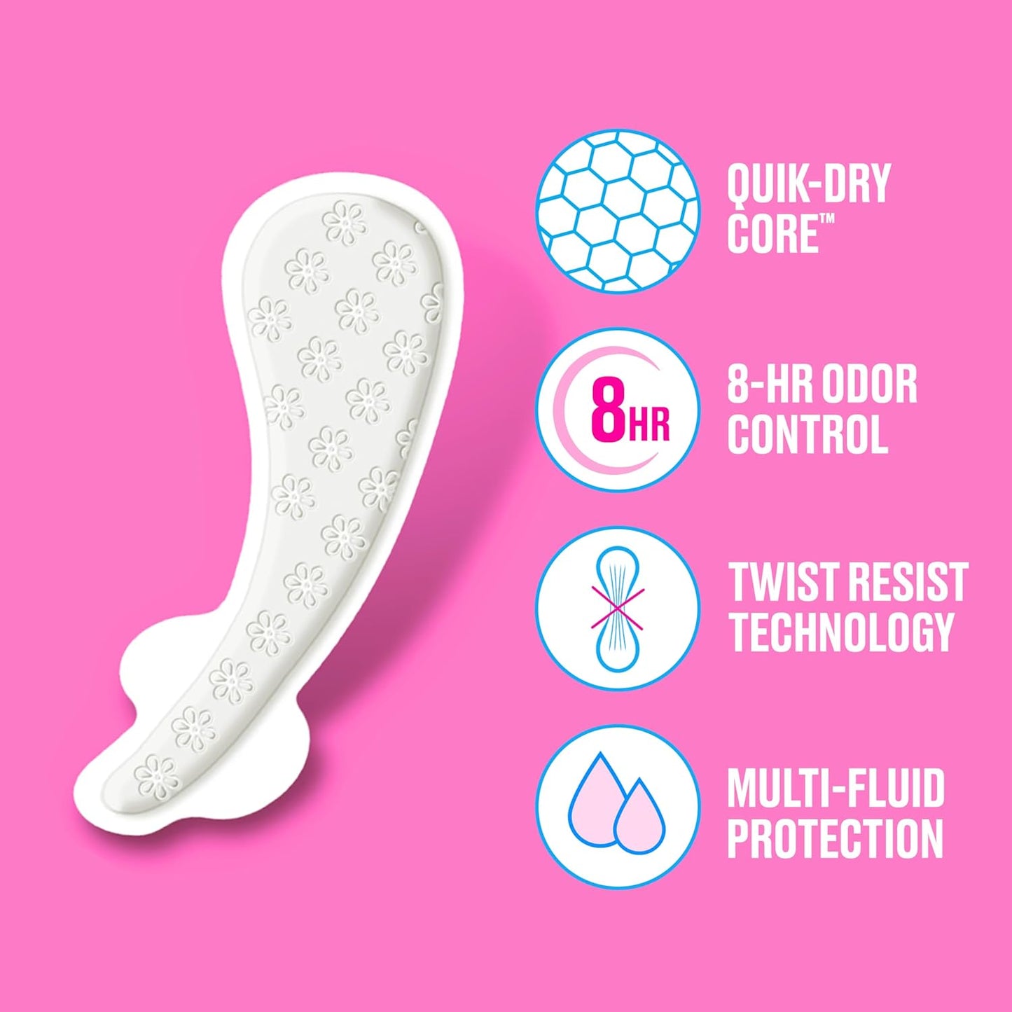Carefree Panty Liners for Women - Unwrapped & Unscented Thong Liners | 49 Count