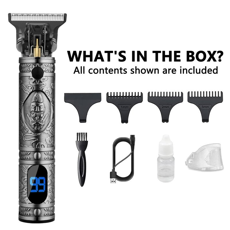 AMULISS Hair Clippers for Men Beard Trimmer Cordless Electric Shaver Razor for Men, Zero Gapped Grooming Kit Barber Clippers with LCD Display, Gift for Men Kids
