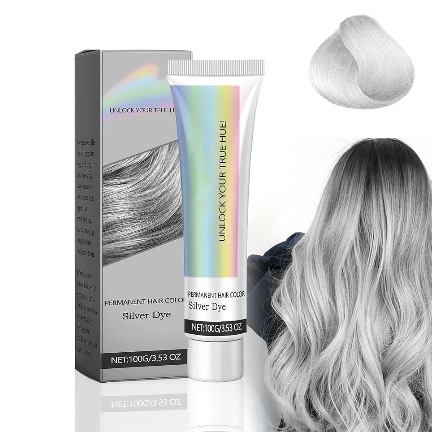 Silver Gray Hair Color Dye - Plant-Infused Nourishing Formula for Light Hair | 2 Pack of Vibrant, Long-Lasting Color