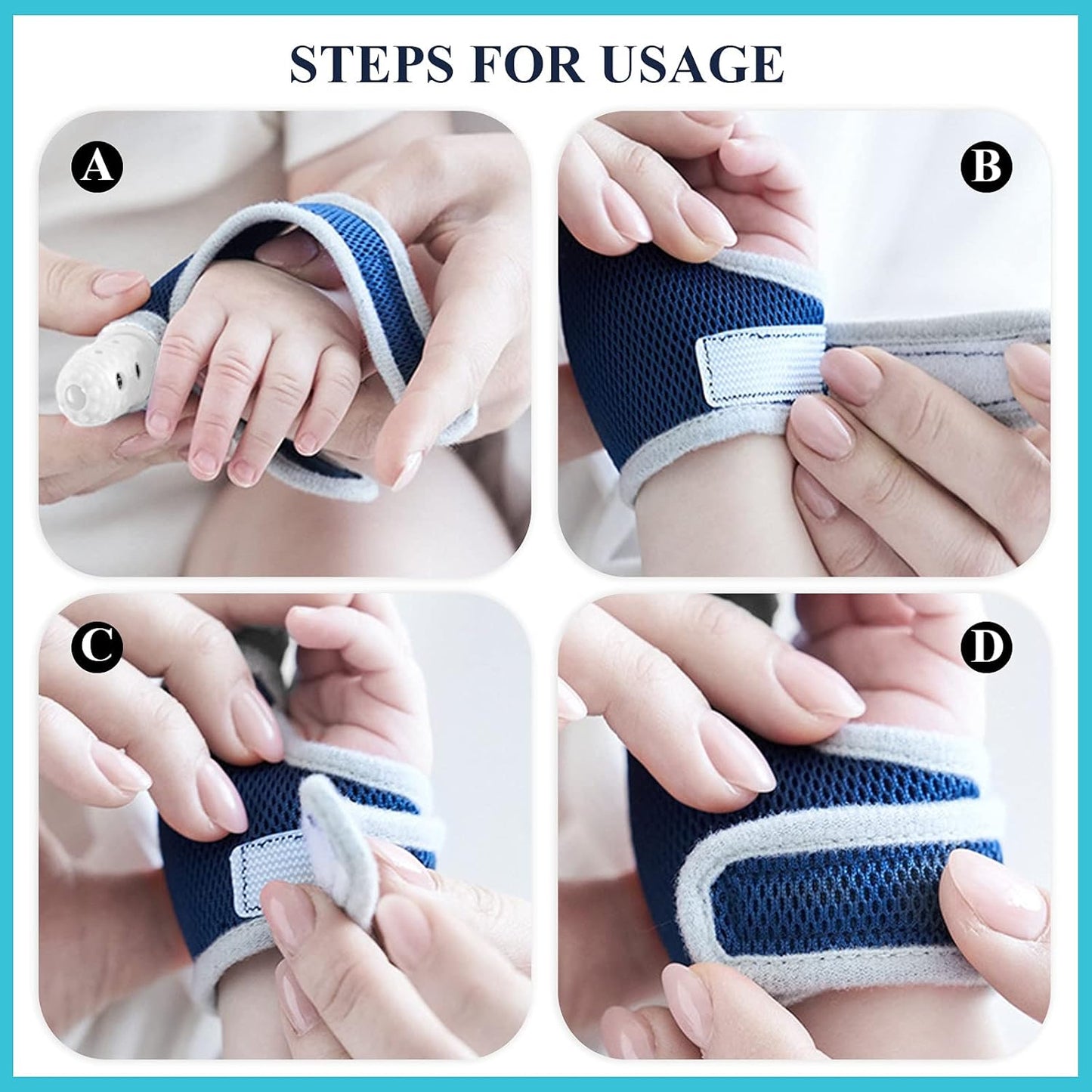 Silicone Toddler Finger Guards - Breathable Wrist Band Kit to Prevent Finger Sucking | 2 Pieces - Blue