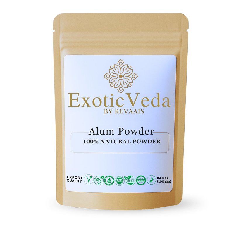 Exotic Veda 100% Pure Potassium Alum Powder(Fitkari)100g | Granulated Aluminium Potassium Sulfate | Natural Deodorant, Water Clarifier & Aftershave | Body Odor & Foot Odor Control, Canker Sores Relief