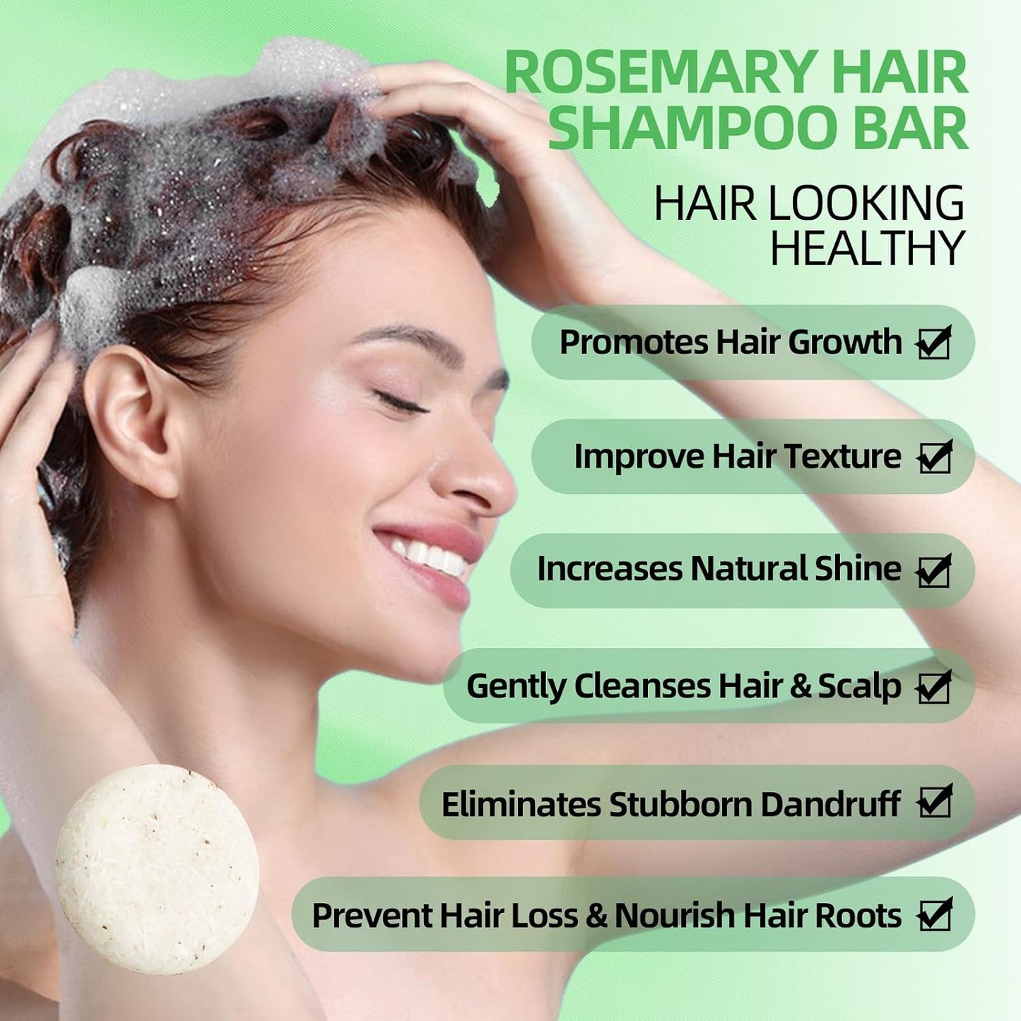 Rosemary Shampoo Bar - Organic Hair Growth & Scalp Cleansing | 2 Pack, Refreshing Solid Soap for Women’s Gifts