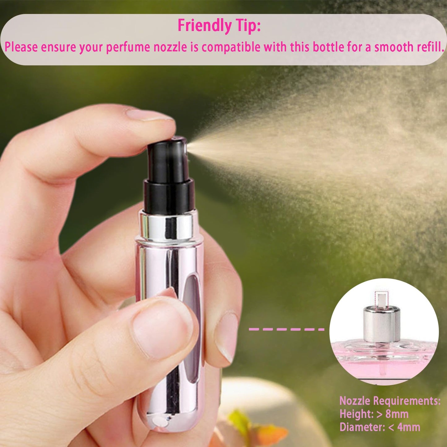 Perfume Travel Refillable,Travel Perfume Bottle Refillable Perfume Bottle 5ml Mini Spray Bottle(3 Pack)