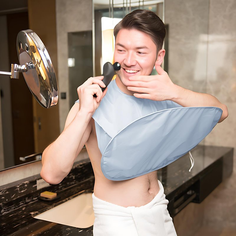 Linkidea Beard Bib Apron, Non Stick Beard Shaving Apron for Sink, Mess-Free Beard Trimming Catcher, Foldable Beard Grooming Accessory, Gift for Men Husband Dad (Grey)