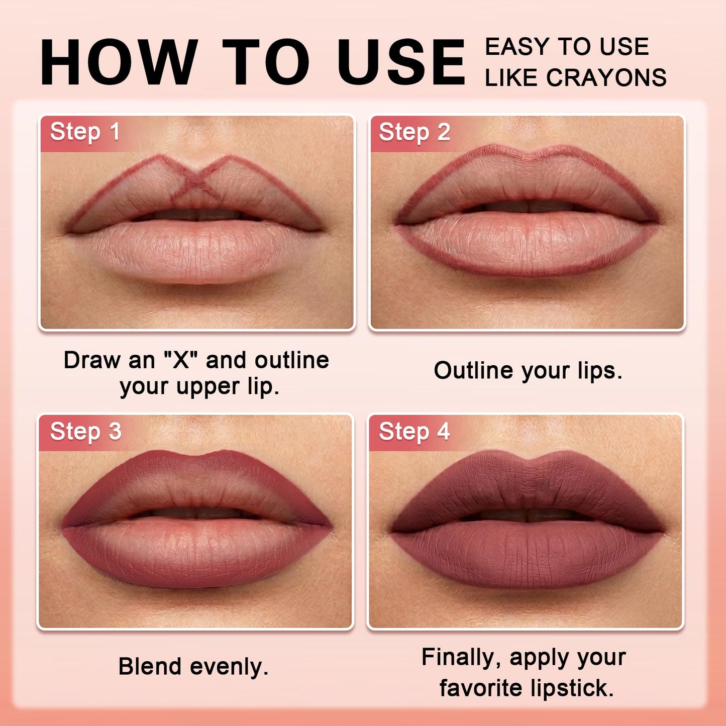 XINGXYUEL 2-in-1 Matte Lip Crayon Nude Lipstick & Lip Liner with Lip Brush for Women, Matte Finish, Smooth Texture, Long Lasting Waterproof, Vegan & Cruelty-Free, #02