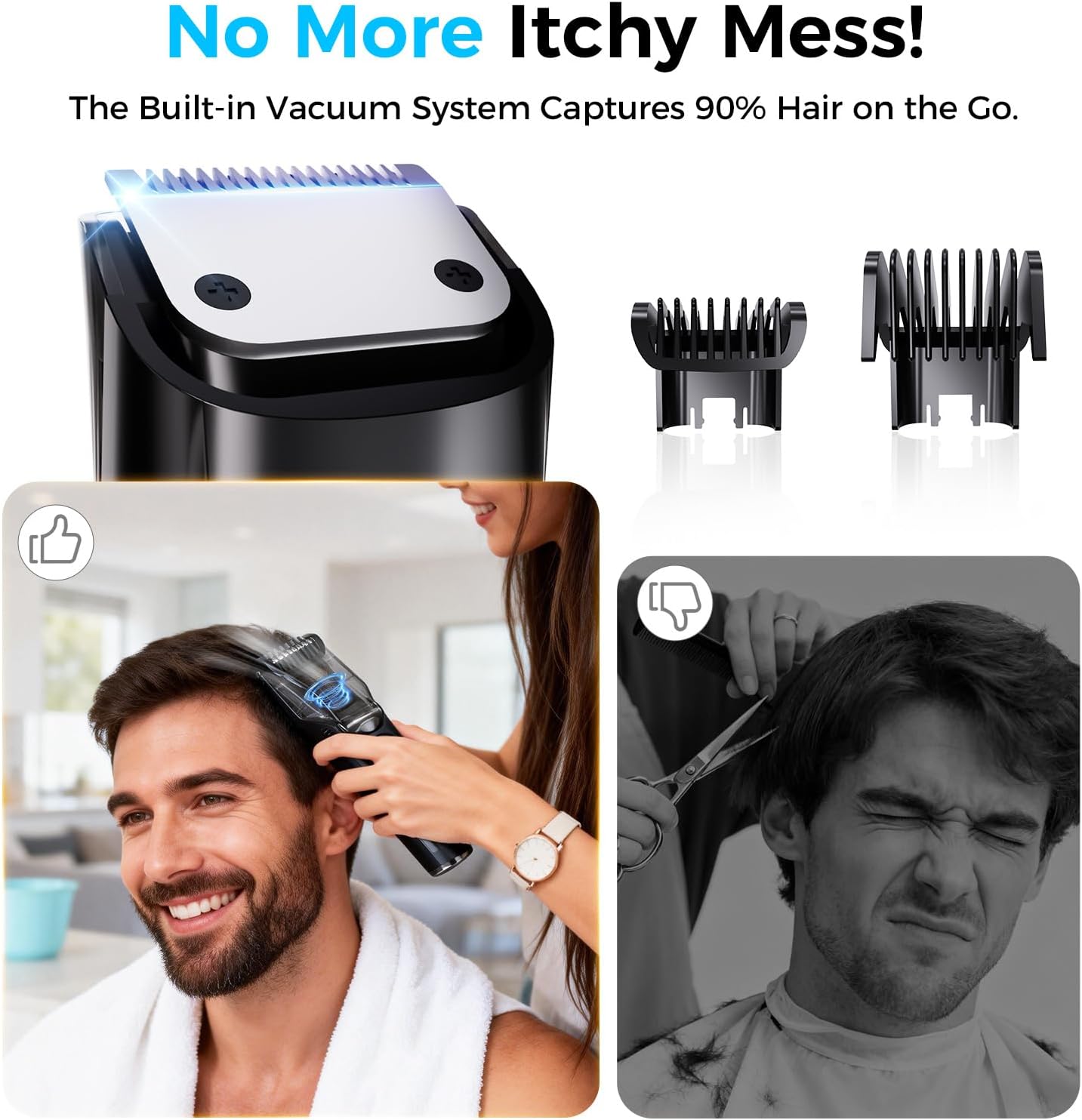 Vinid Hair Clipper - Professional Haircut Kit with Vacuum Suction & LCD Display | 20 Length Settings, IPX6 Washable