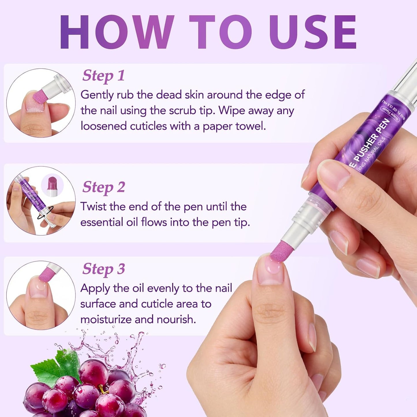 Cuticle Care Pen - 4-in-1 Nail Grooming Tool with Quartz Pusher & Buffer | Portable Manicure Solution
