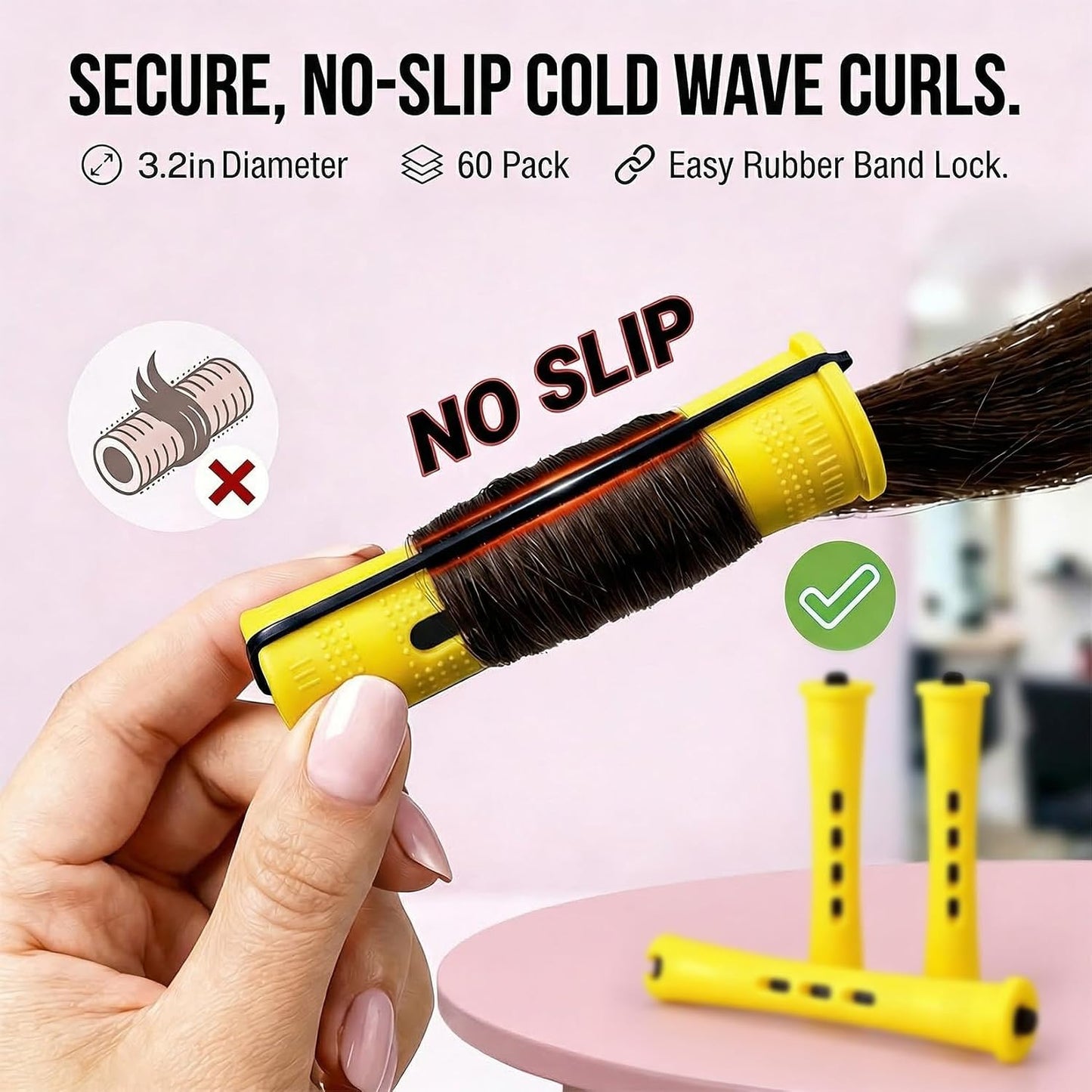 60 Pcs Perm Rods - Cold Wave Curling Rollers for Long & Short Hair | DIY Hairdressing Tool (0.28 x 3.22 Inches)