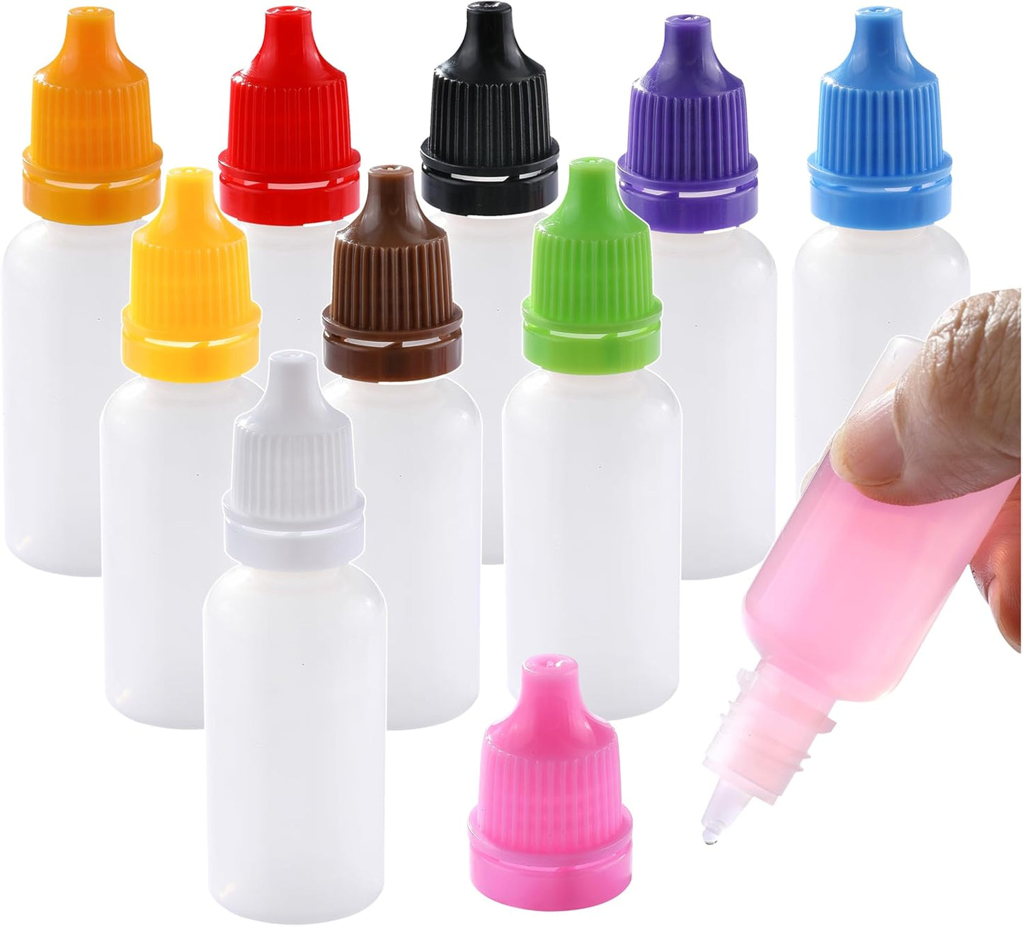 Mini Plastic Eye Dropper Bottles - 10PCS Refillable Travel Containers | 15ml (0.5oz) Squeezable