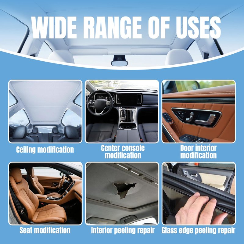 kuailaya Headliner Adhesive, Headliner Glue Car Upholstery Glue Strong Adhesion Quick Repair Flexible High Durability and Weather Resistance for Automotive Interiors Fabric Leather, 120ml