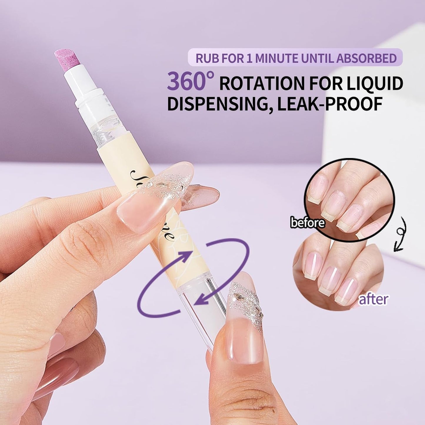 Ceramic Cuticle Oil Pusher Pen - Dual-Action Nail Care Tool for Hangnails & Dryness | 2ml x 2