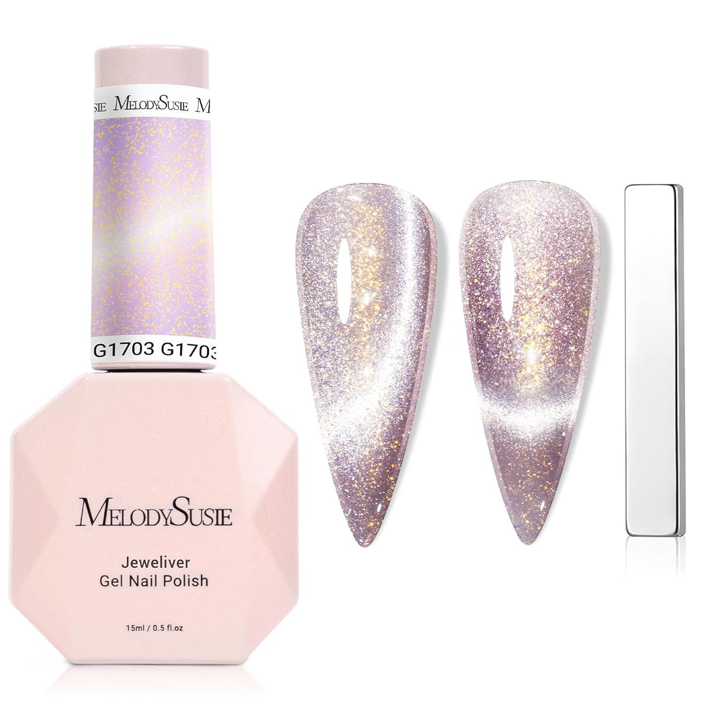 MelodySusie Cat Eye Gel Nail Polish - Burgundy Red Glitter Holographic | 0.5 Fl Oz UV Nail Art