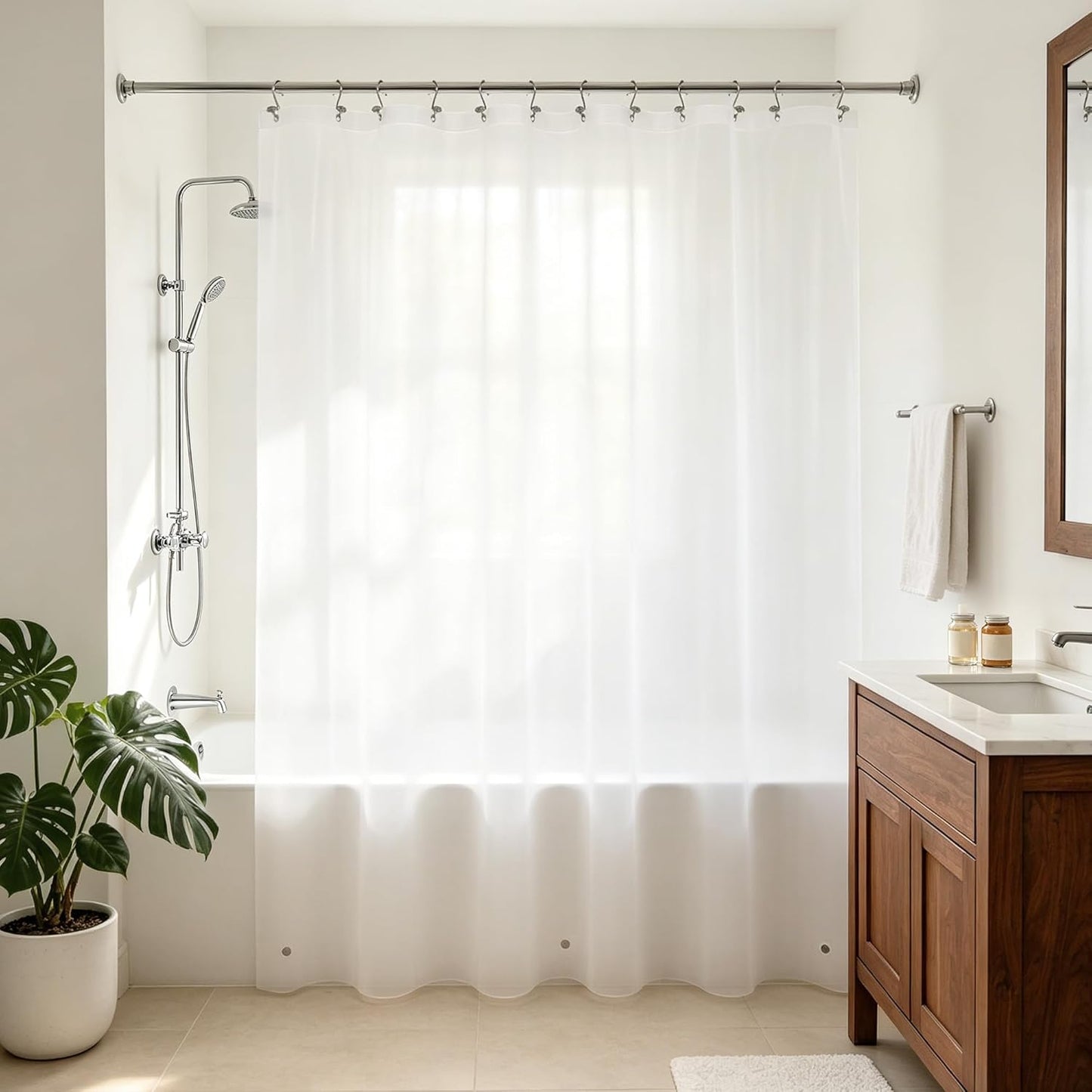 Clear Plastic Shower Liner - Premium Waterproof PEVA Curtain with Rustproof Grommets & 3 Magnets | Standard Size