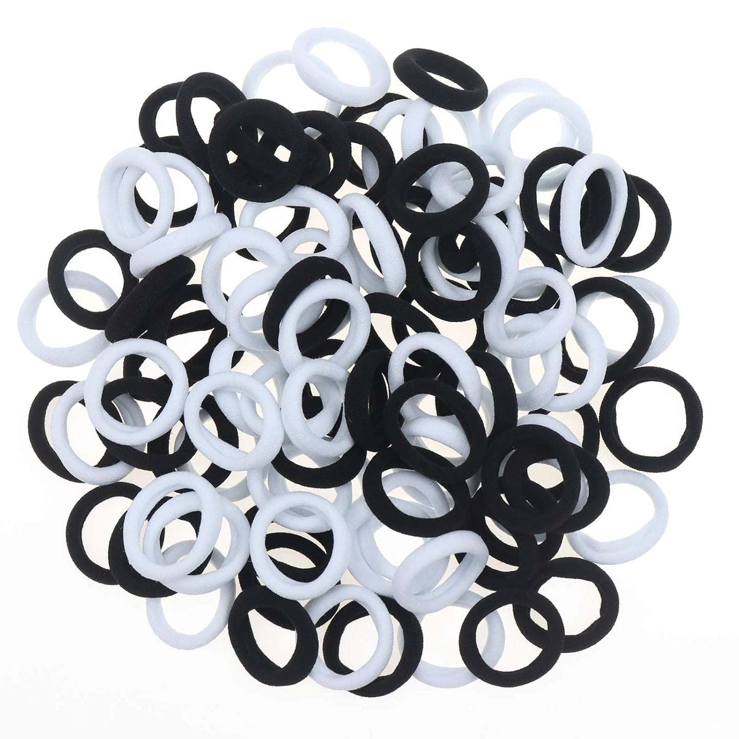 Nylon Hair Ties - 100 Pack Black Seamless Ponytail Holders for Toddlers & Baby Girls
