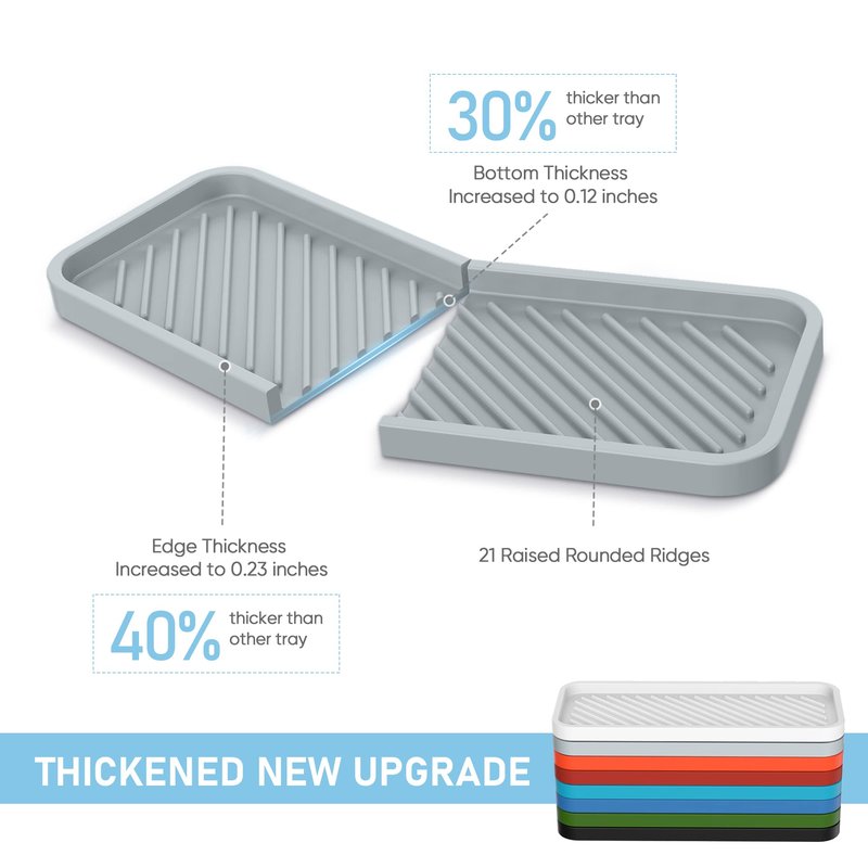 EG-SIPRO Kitchen Sink Organizer Tray,2 Pack Silicone Sponge Holder for Kitchen Sink Bathroom Counter Tray Silicone Soap Tray Holder for Soap dispenser Bottle