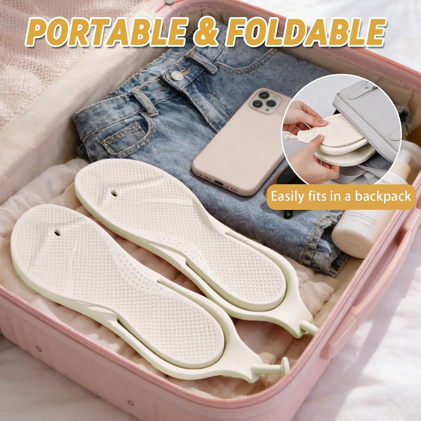 Flip Flops for Women & Men - Lightweight Non-Slip Shower Shoes | Foldable Quick-Dry Travel Slippers for Summer Beach