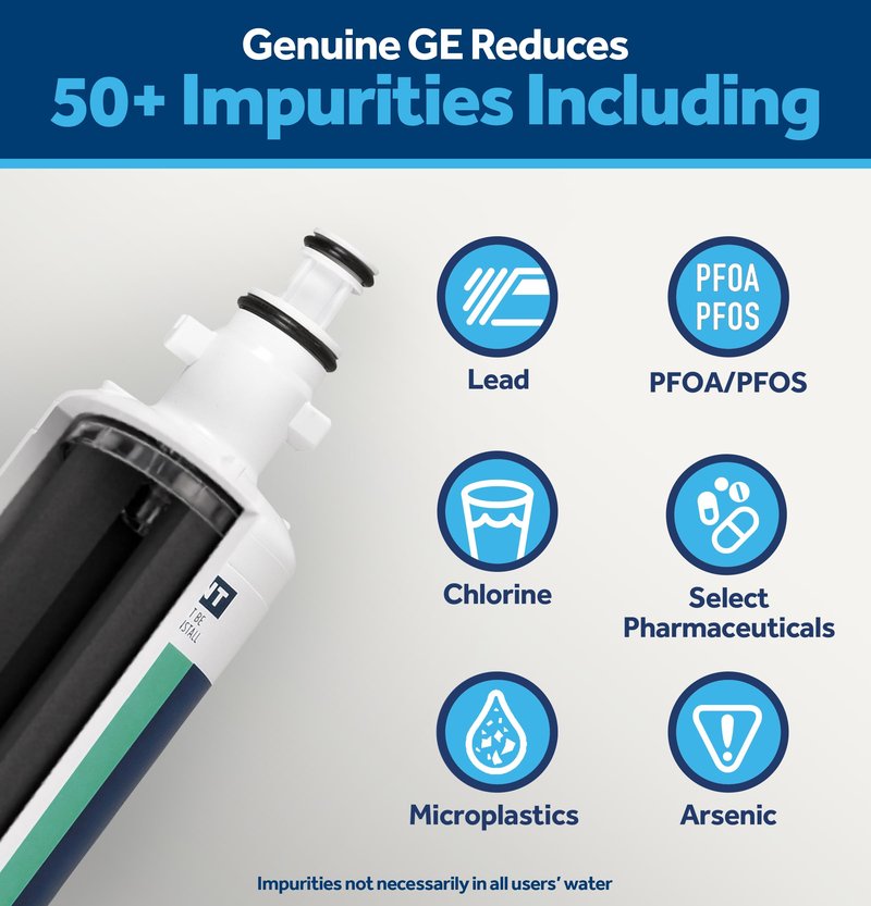 GE RPWFE Refrigerator Water Filter, Genuine Replacement Filter, Certified to Reduce Lead, Sulfur, and 50+ Other Impurities, Replace Every 6 Months for Best Results, Pack of 1