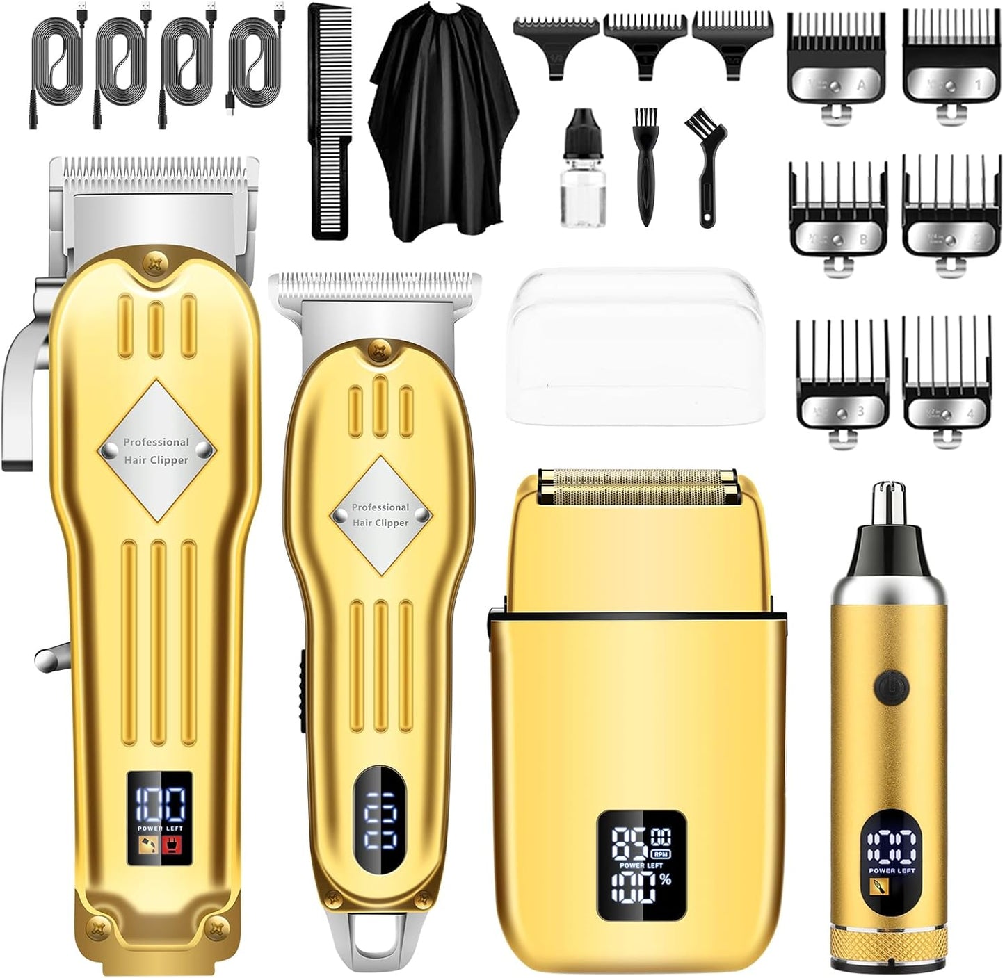 Professional Hair Clippers for Men - Cordless Electric Foil Shaver & Beard Trimmer Kit | Rechargeable Fade Clippers Set