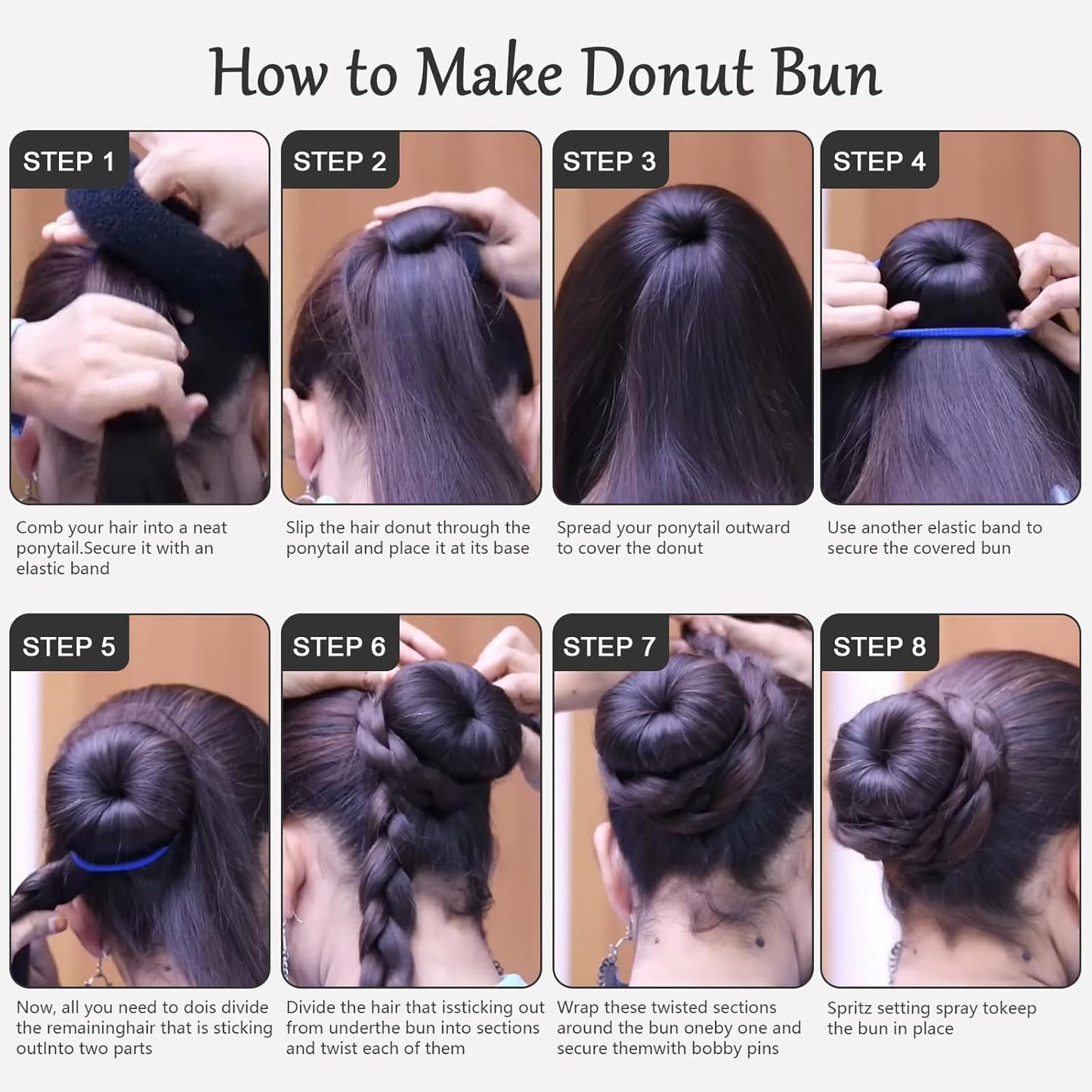 Hair Bun Maker - 12 Pcs Medium Sock Bun Doughnuts for Ballet Style Buns | Long Hair Accessories (Size M / 2.75 Inch, Brown)