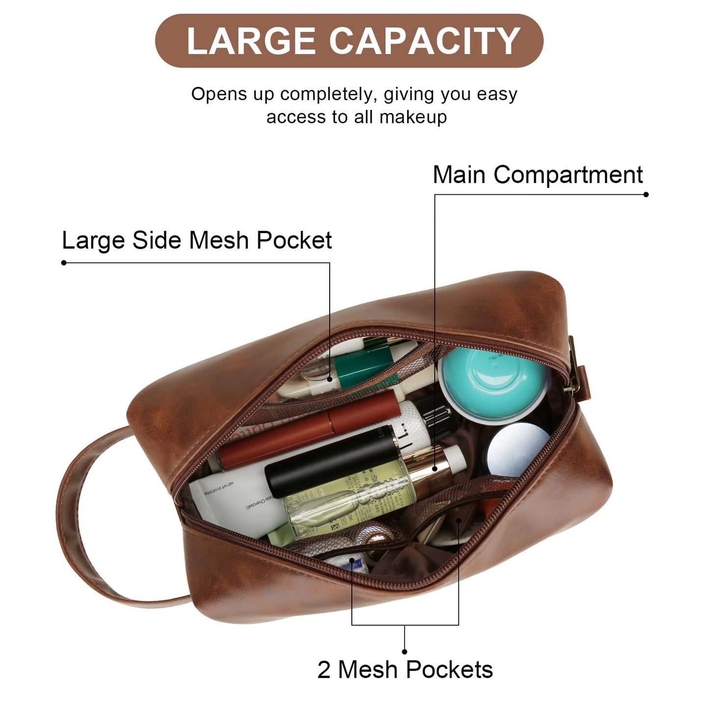 CLOUDWINGS Men’s Personalized Gift Initial Travel Toiletry Bag for Him PU Leather Waterproof Shaving Bag for Travel Essentials Birthday Gift for Dad Husband Boyfriend (P)