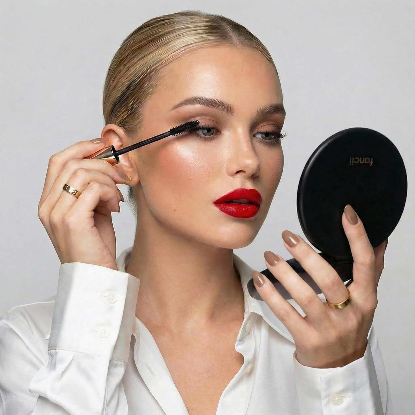 Taylor LED Lighted Travel Makeup Mirror - Rechargeable 10x/1x Magnification | Compact 5” Handheld Design (Black)