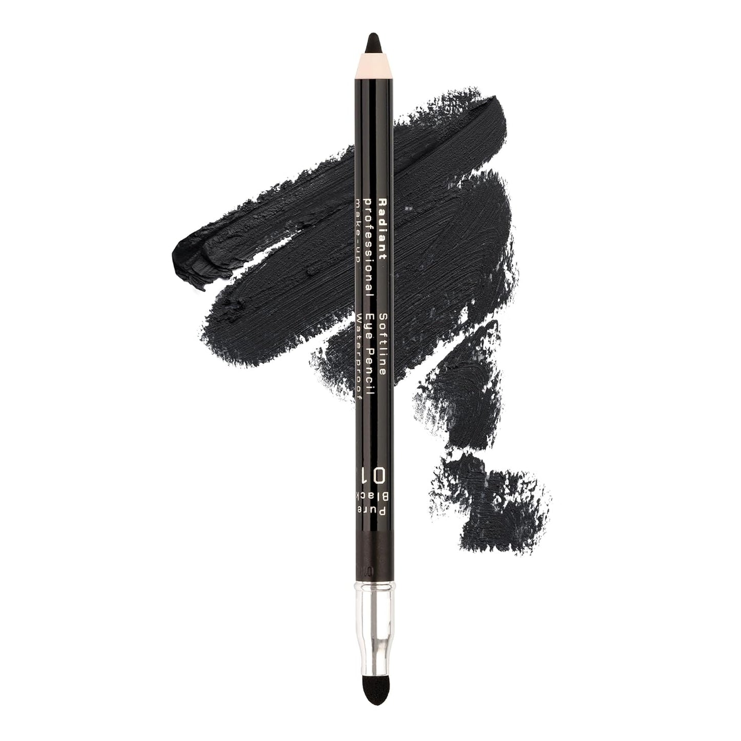 Professional Black Waterproof Eyeliner Pencil - Long-Lasting Smudge-Proof Formula for Smoky Eyes | Soft Waterline Eyeliner with Smudger Tool - Black