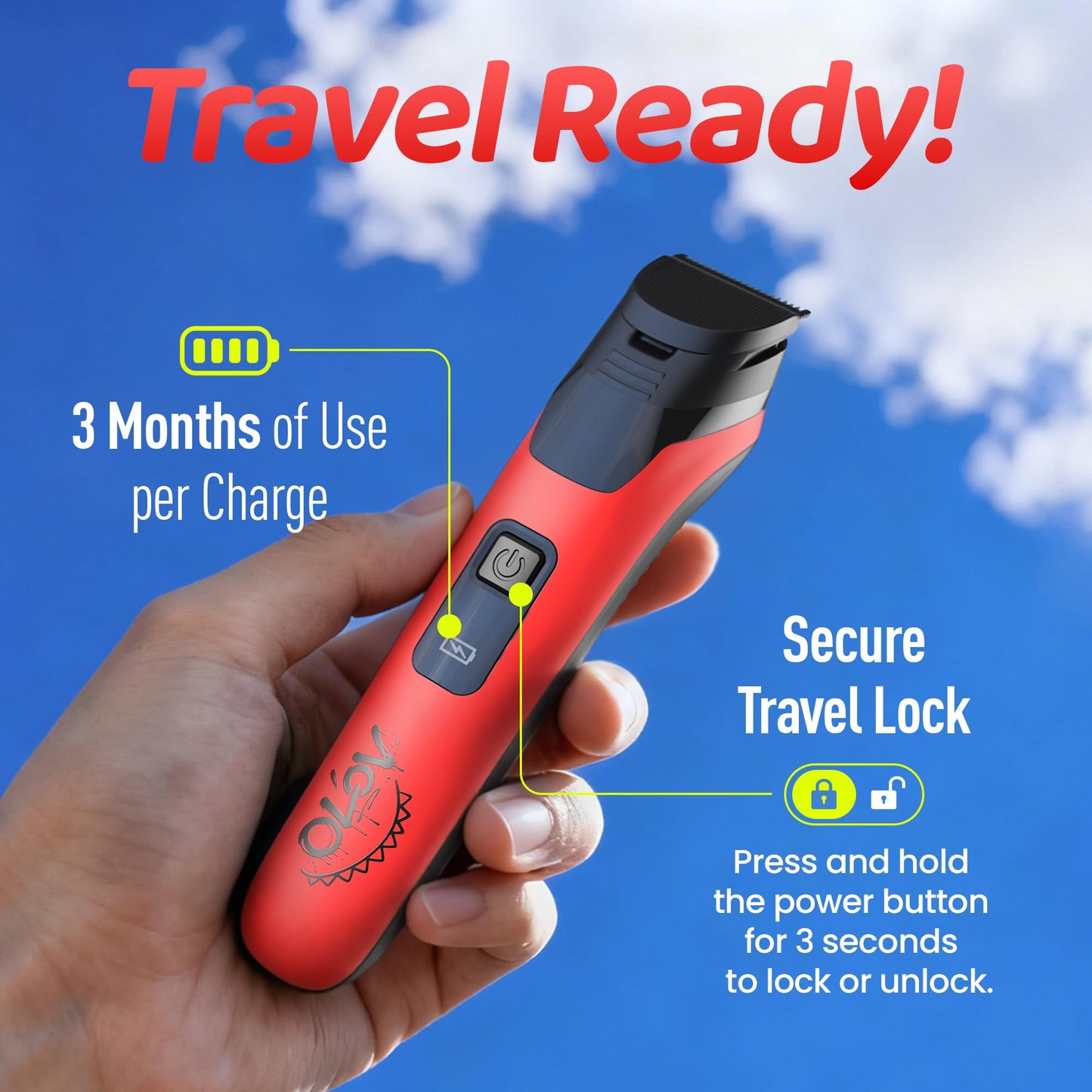 OLOV LITE Electric Beard Trimmer for Men,Nose Hair Trimmer & Electric Razor 10-in-1 Grooming Kit Cordless Shaver Gift-Ready for Men(Red)