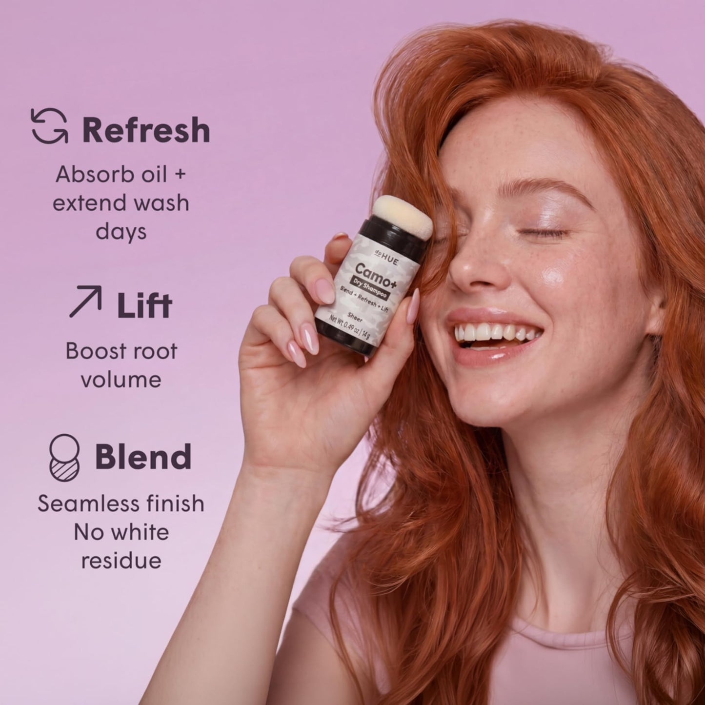 dpHUE Camo+ Dry Shampoo, Sheer - Absorbs Oil & Adds Visible Volume - Non-Aerosol - Lightweight, Natural-Looking Finish