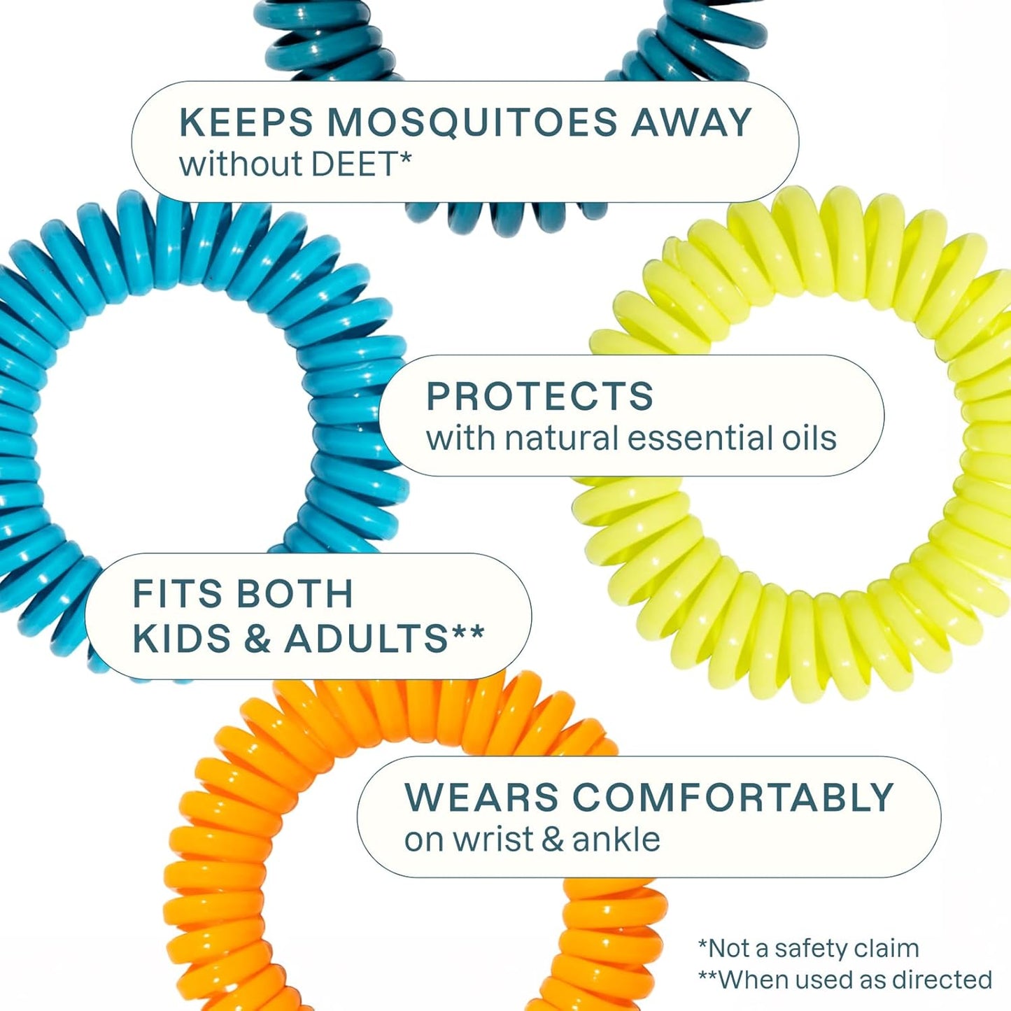 Cliganic Mosquito Repellent Bracelets - DEET-Free Natural Bands for Adults & Kids | 10 Pack, Individually Wrapped