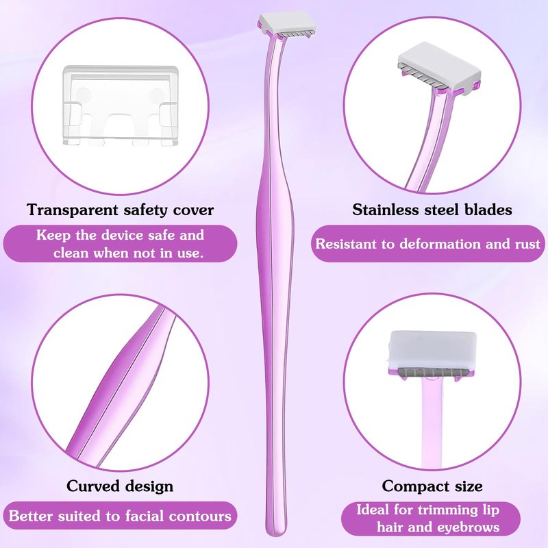 12 PCS Small Eyebrow Razors, T Shape Facial Razor Microblades Facial Hair Removal Eye Brow Razors with Protective Cover Mini Face Shavers for Peach Fuzz and Fine Hair