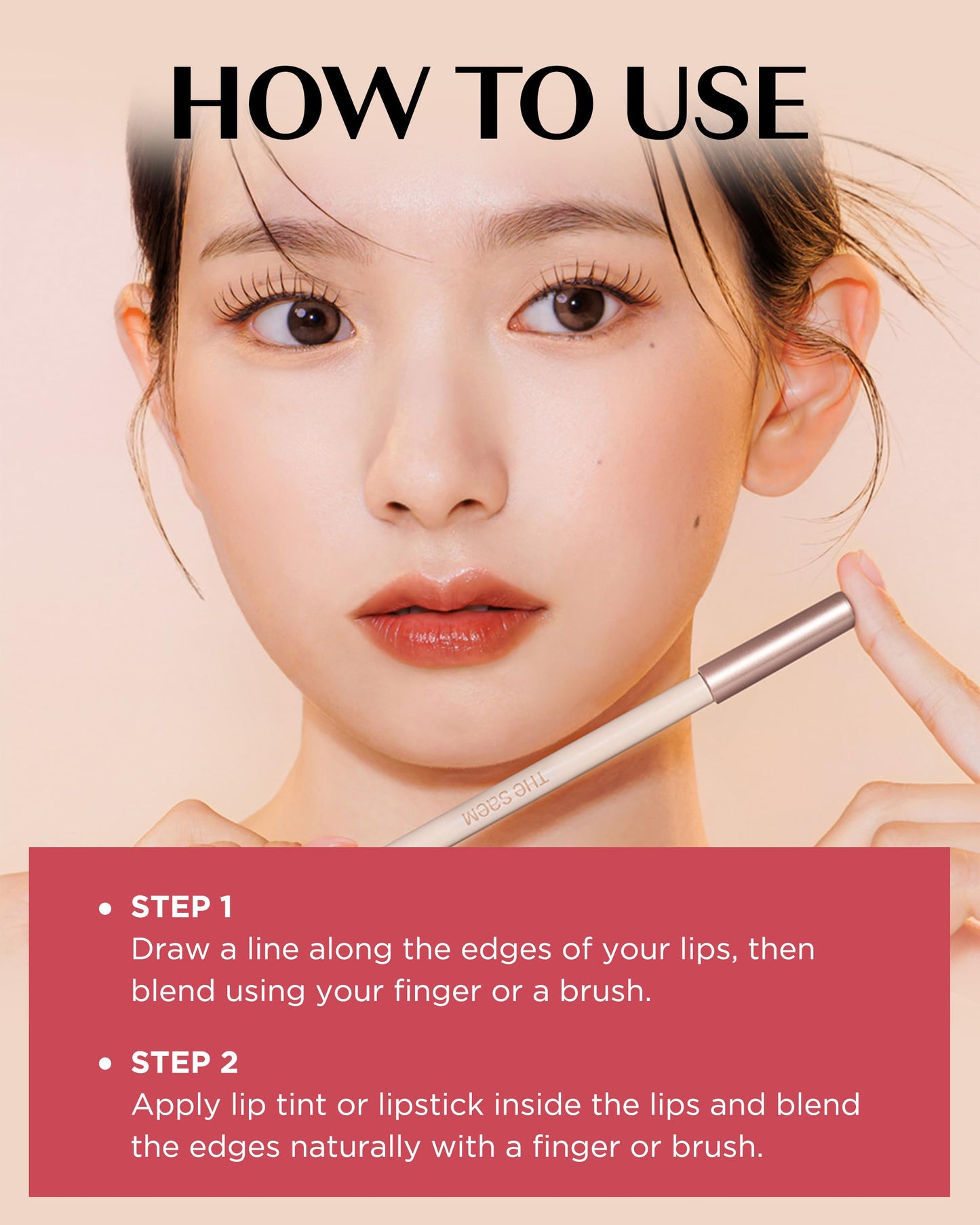 THESAEM Cover Perfection Lip Pencil - 01 Near Skin Beige - Slim 4mm Lip Liner for Overlip Correction - Korean Makeup Lip Contouring Pencil Easy Blending Formula, 0.04oz