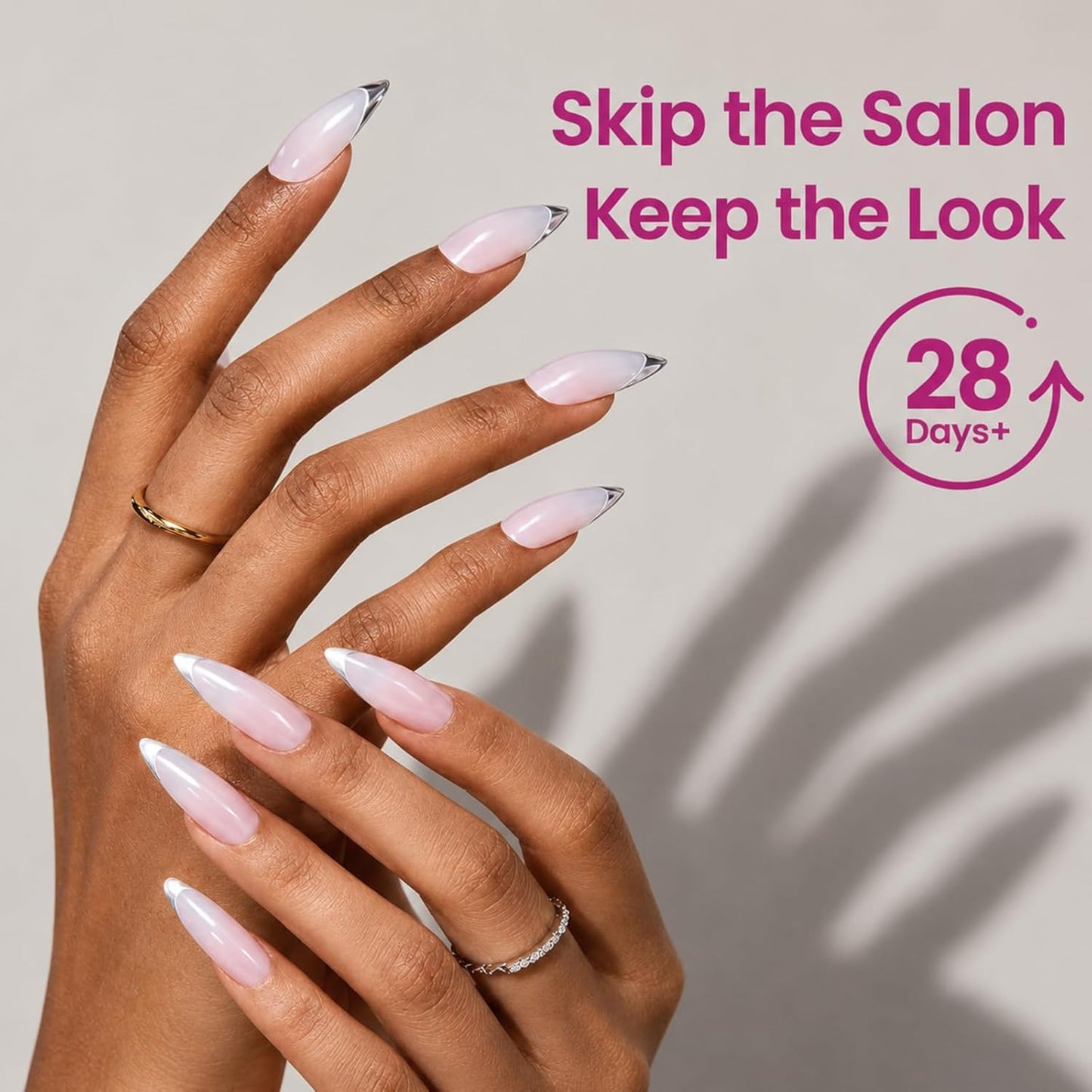 Beetles Nail Tips - Medium Stiletto Apex for DIY Extensions | 16 Sizes 00-14, No Builder Gel Needed
